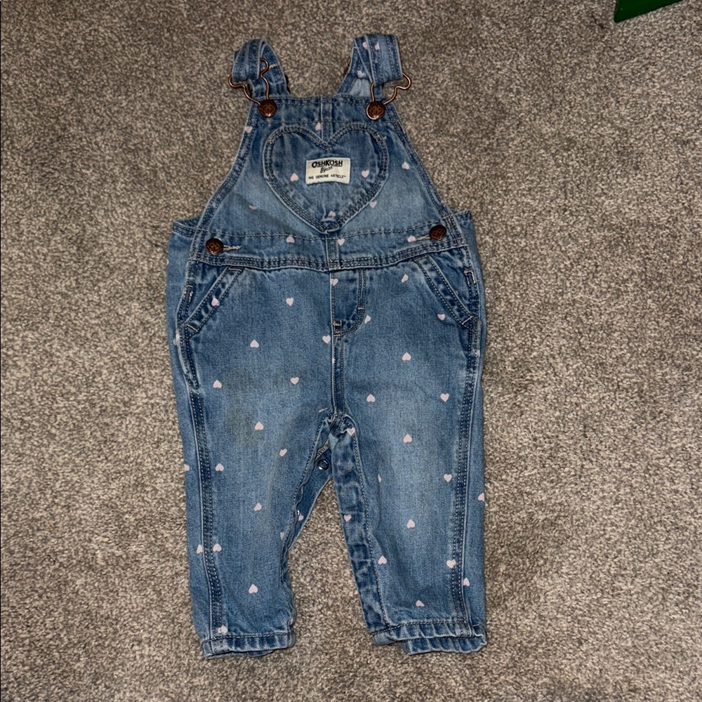 OshKosh B'gosh Heart Patterned Denim Overalls